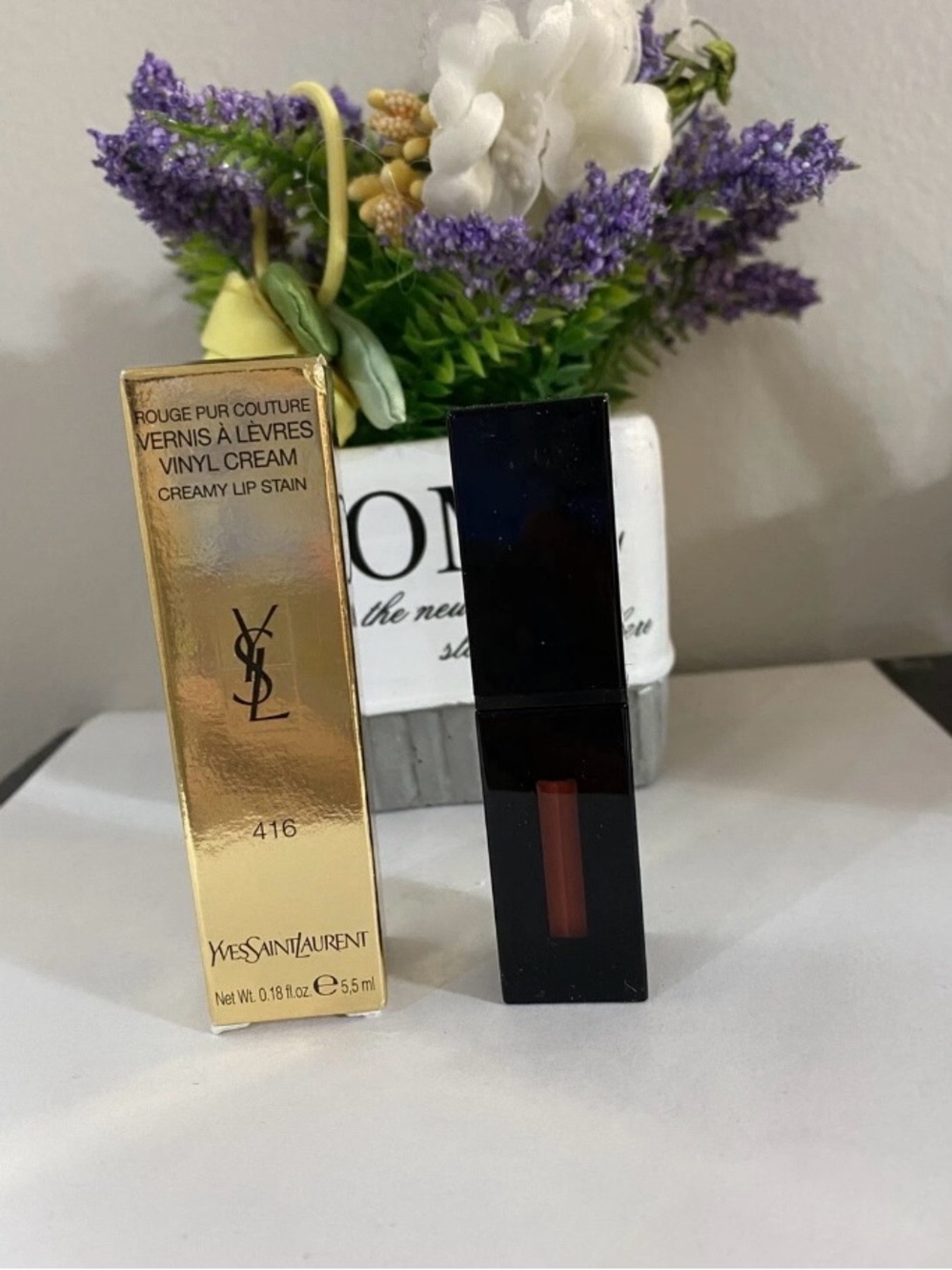 New! Yves Saint Laurent Creamy Lip Stain, 416 Psychedelic Chili, 5.5ml